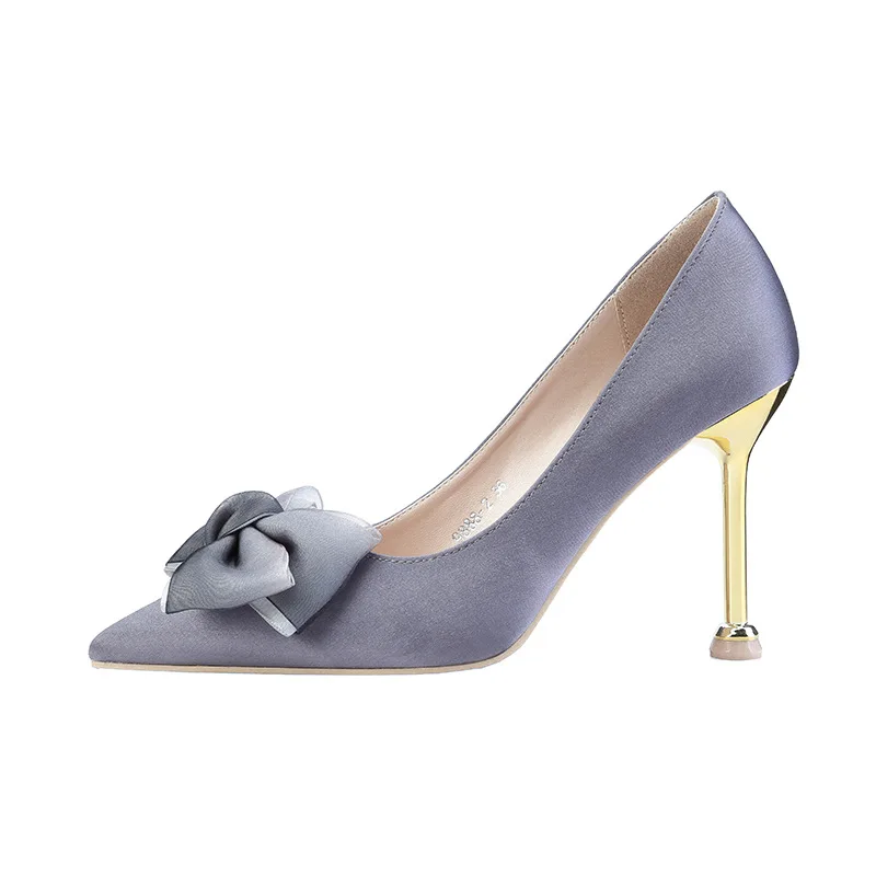 

2019 Brand Shoes Ladies High Heel Ladies Shoes 9.5CM High Heel Shallow Shoes Ladies High Heels Sexy Wedding Shoes High Heels Bow
