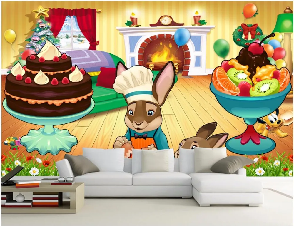 

Пользовательские фото 3d обои мультфильм детская комната торт фрукты домашний Декор Гостиная 3d настенные фрески обои для стен 3 d