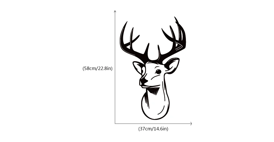 Deer Head Design Vinyl Wall Sticker Funny Cartoon Animal Stickers for Kids Rooms Bedroom Home Decoration WA0234 | Дом и сад