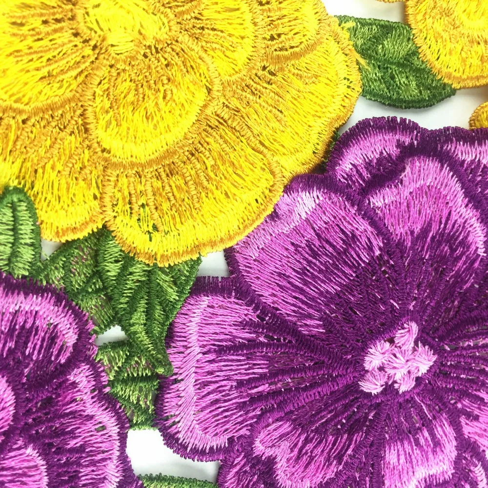 3D аппликация Этническая Вышивка наклейки винтажные полые растворимые цветы