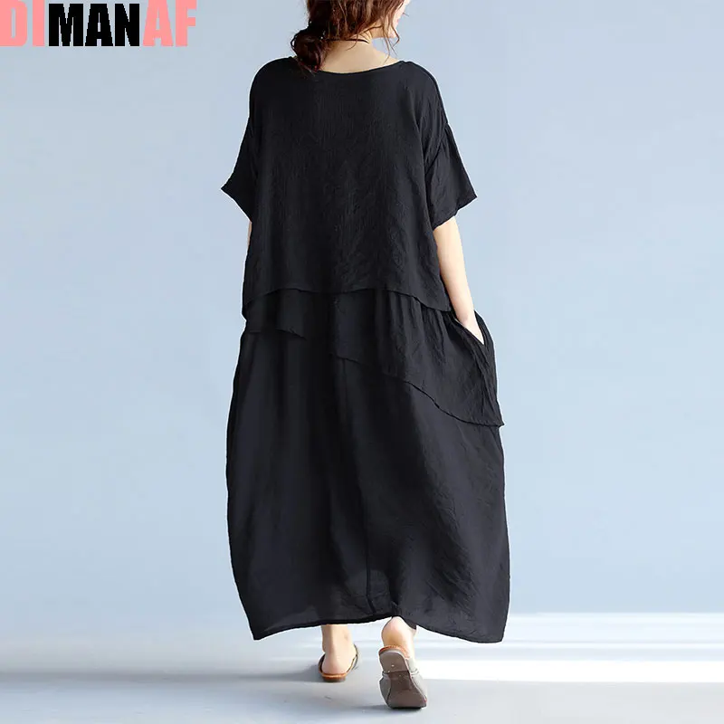 Женское Драпированное Платье оверсайз однотонное льняное Повседневное платье с