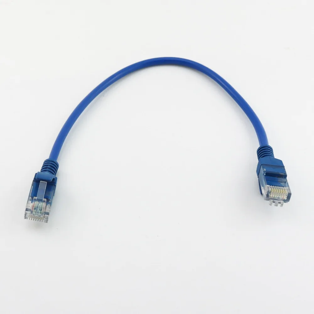 

2x Blue Network Ethernet Internet Lan Cable Line Cat5E RJ45 Patch Cable Cord RJ45 Male to Male Connector 20cm