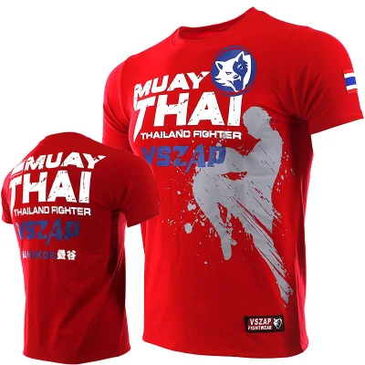 Red Футболка VSZAP Thailand boxing MUAY THAI тренировочная Боевая футболка - Цвет: Red