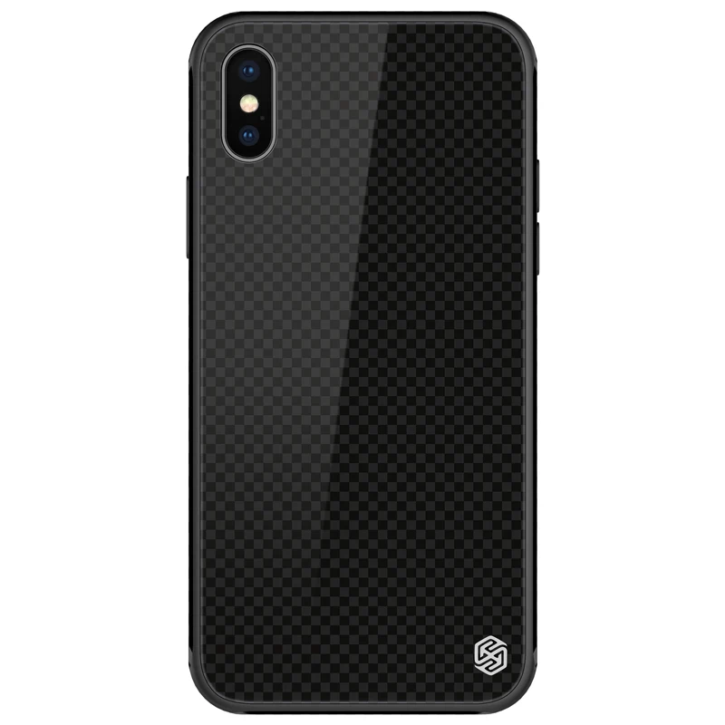 Black Стеклянный чехол NILLKIN для iPhone X Xs Max XR роскошный силиконовый чехол из закаленного стекла для iPhone Xs чехол - Цвет: Black