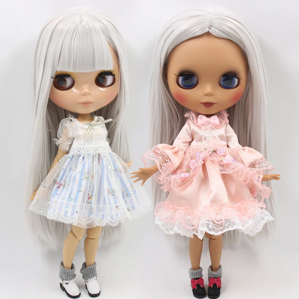 ICY Nude Blyth Custom Doll No. BL1003 серые прямые волосы 1/6 bjd, pullip, licca, jerryberry