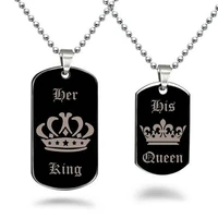 your king your queen couple jewelry crown dog tag stainless steel pendant necklace valentine gift