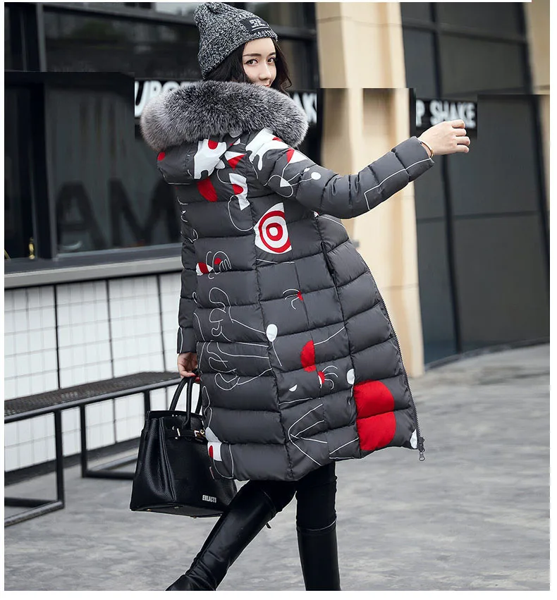 Женское зимнее пальто новинка 2017 большие размеры Длинные парки с меховым