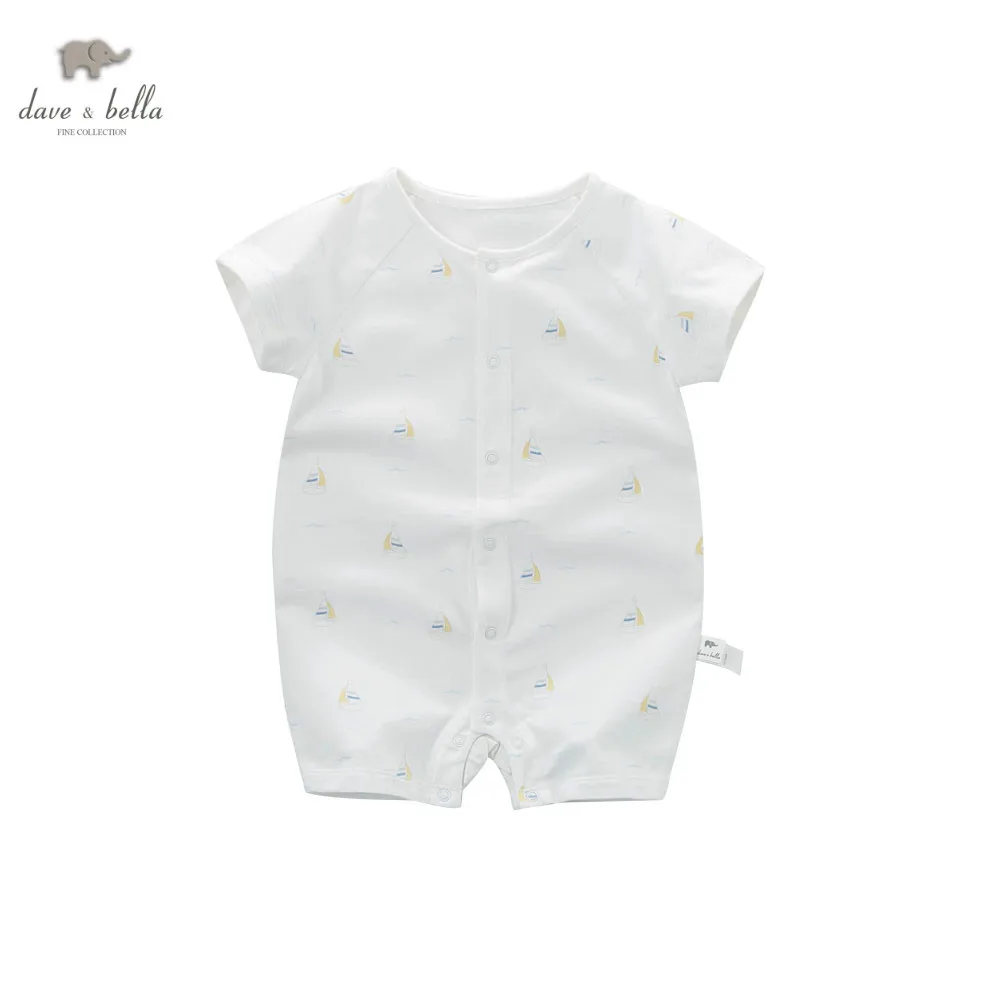DB5855 dave bella summer new born baby cotton romper 2 piece animal printed infant clothes |