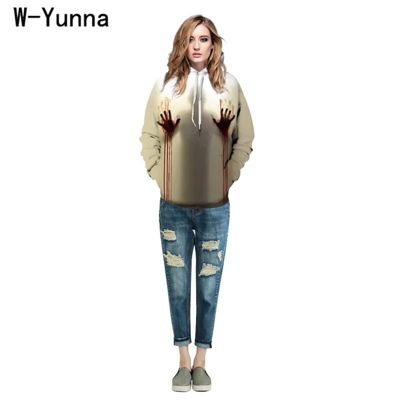 W-Yunna новые осенние толстовки с 3d принтом Мужские принты крови дизайнерские