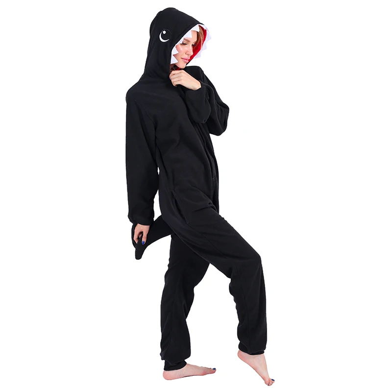 Женские пижамы в виде животных женская пижама с капюшоном кигуруми Черная Акула