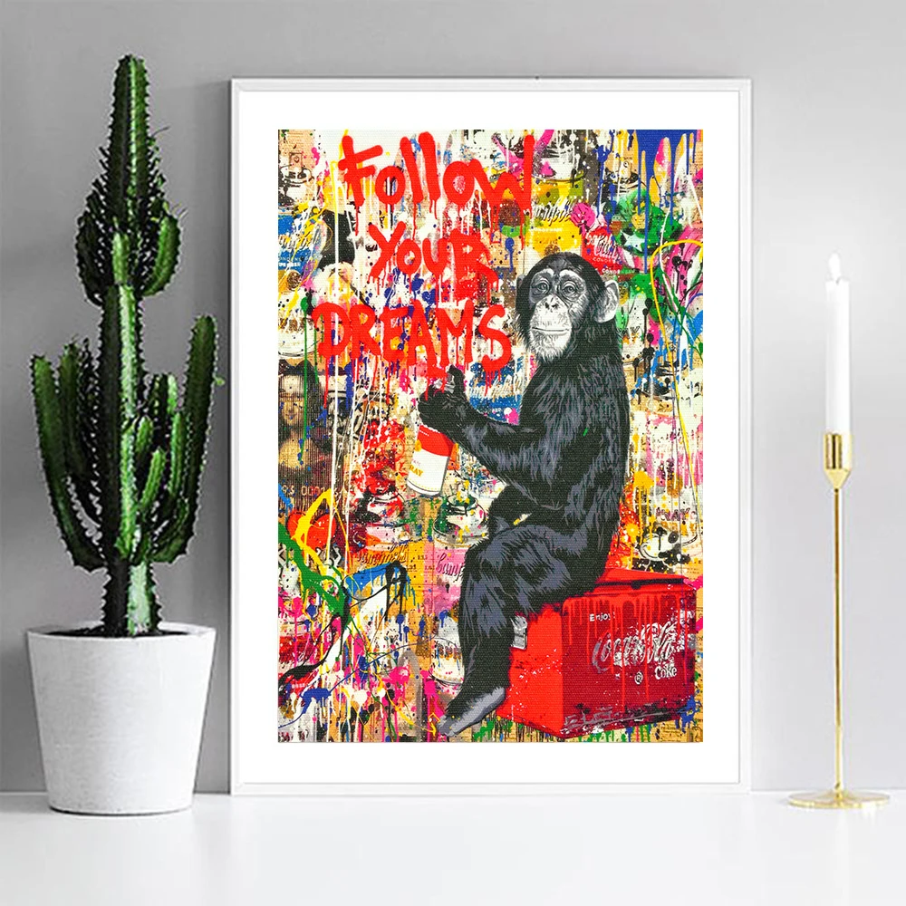 Quadro Modern Graffiti Figure Wall Abstract Art Canvas Painting Animal Posters And Prints Banksy Wall Pictures For Living Room