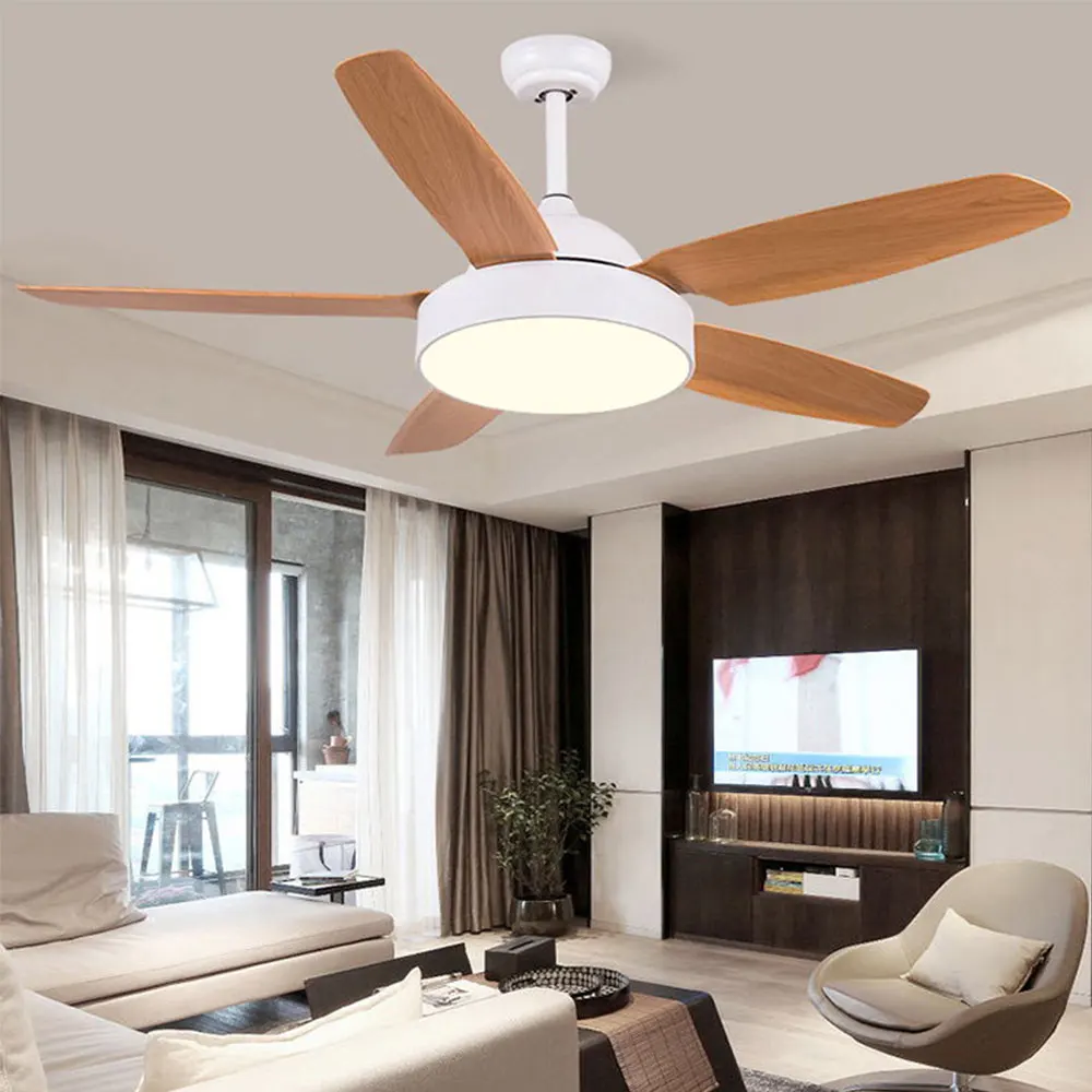 

52 inch Nordic Vintage 5 Blades Ceiling Fan With Lights Remote Control Ventilador De Techo Fan LED Light Bedroom Ceiling Fans