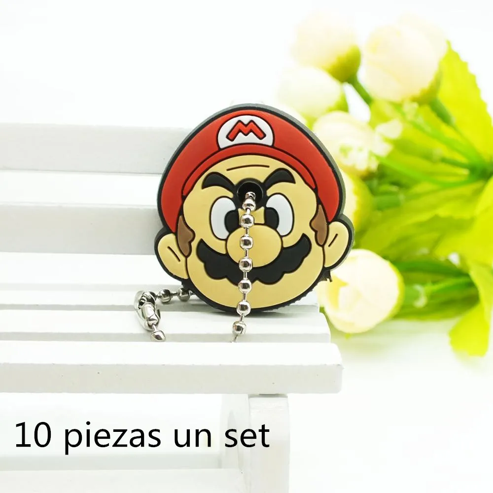 10 mario 10 шт. в наборе, брелок для ключей с животными, мультяшный брелок, аниме, Марио, Гарфилд, брелок для ключей, супер ее брелок для ключей, детский брелок для ключей с автомобилем - Цвет: 10 mario