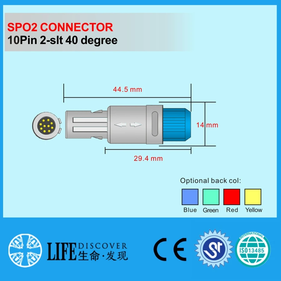 

SPO2 lemo connector,10pin double slot 40 degree,10pcs packing