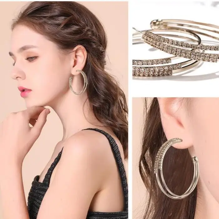 Fashion Korean Style Circle Hoop Earrings for Woman Club Stage Party Gifts Earrings Fashion Jewelry Accessories CEL526