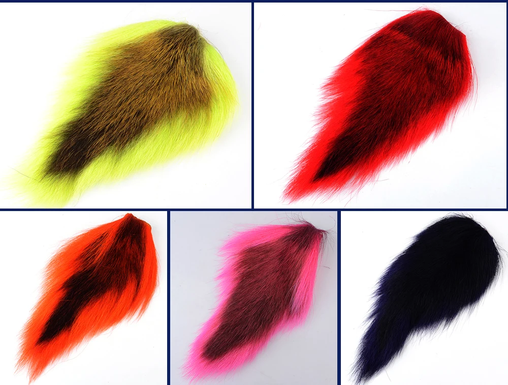 FISH KING 1 шт. окрашенные оленьи хвосты волосы мех Bucktail Buck завязывание мух соленая вода мухи сухие для ловли нахлыстом материал 6 цветов