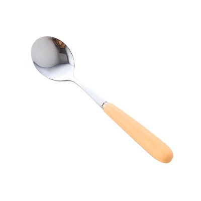 Yellow Spoon Новинка; 1 предмет) для маленьких девочек, посуда для детей Нержавеющая сталь столовые приборы, ложка, вилка нож для фруктов Детские Нержавеющая сталь посуда инструмент - Цвет: Yellow Spoon