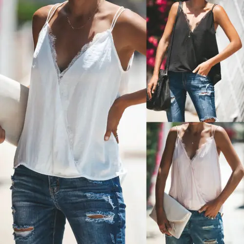 Новинка 2019 модная летняя кружевная майка без рукавов для женщин и девочек блузка