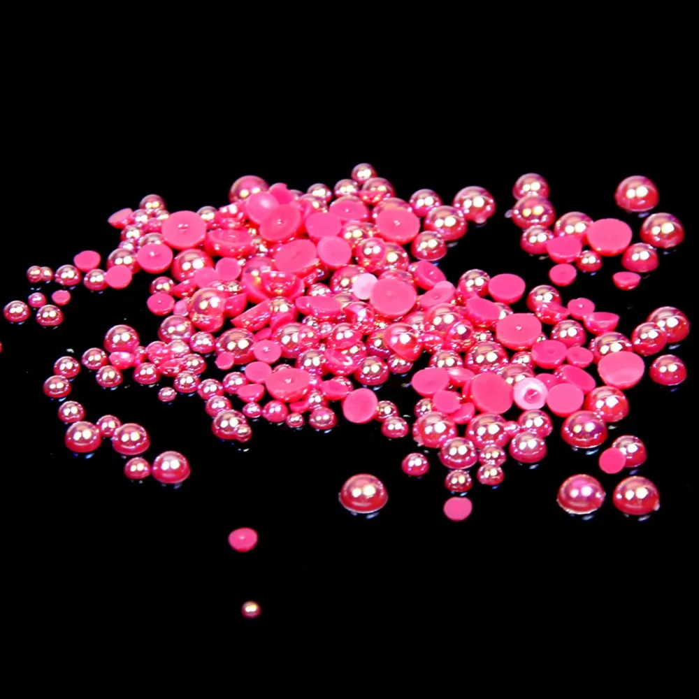 

Jelly Rose AB Color 1.5mm~12mm All Size Choice Flat back ABS round Half Pearl beads, imitation plastic half pearl beads