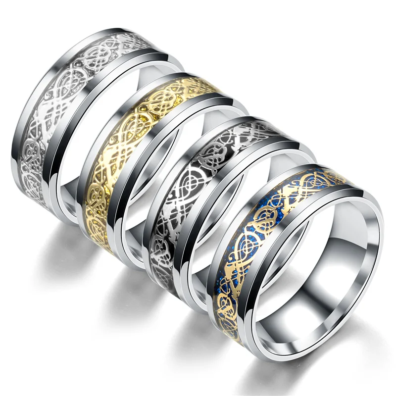 Кольцо в стиле ретро с драконом популярные цвета нержавеющая сталь 316L украшения