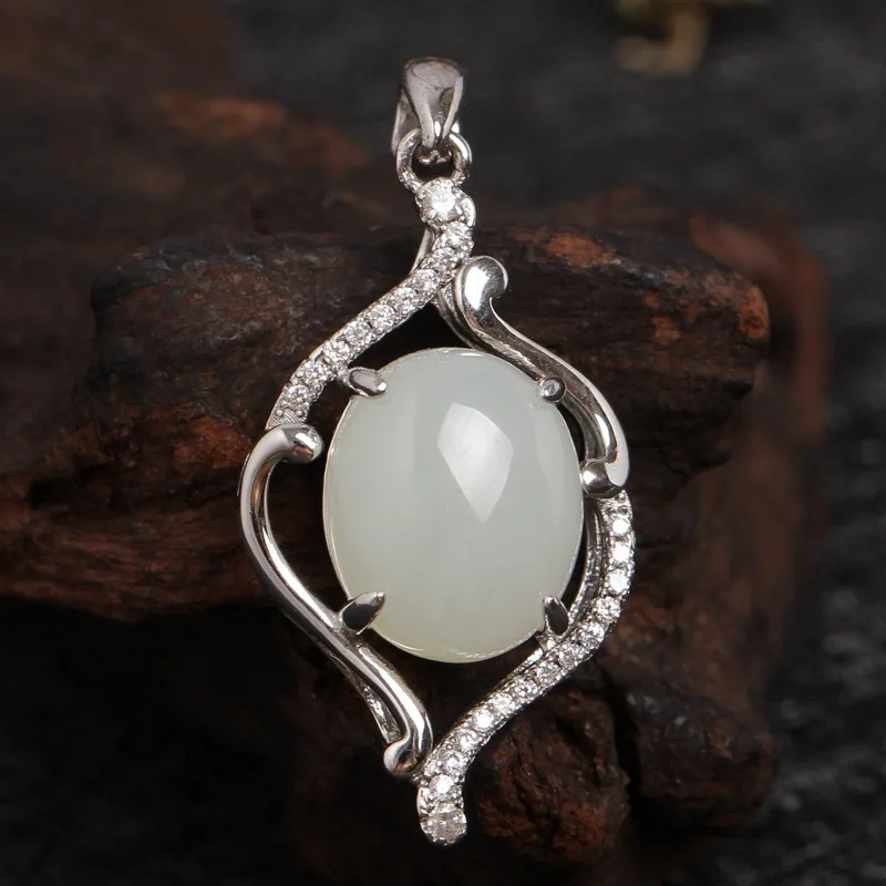 

Cluci Cage Pendants Pendants Choker Necklace Warehouse 925 Pure Inlaid Hetian Pendant National Style Natural Leak Detection