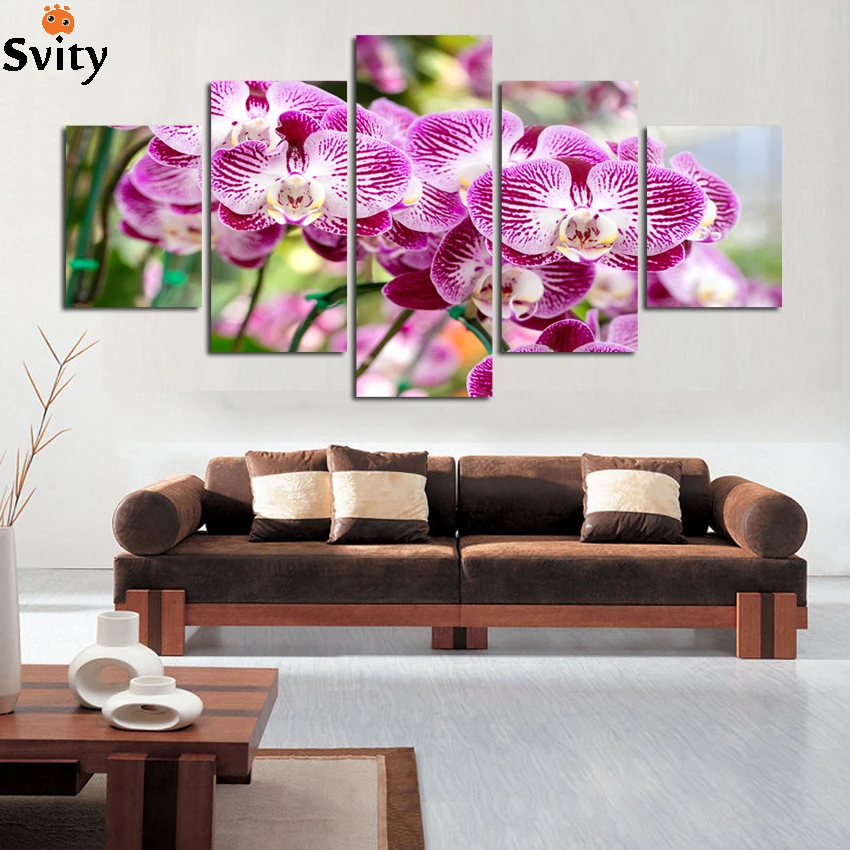 

5 шт. Горячая Современная Настенная живопись розовый цветок орхидеи на холсте картина для гостиной настенный Декор Картина (Безрамное) A109