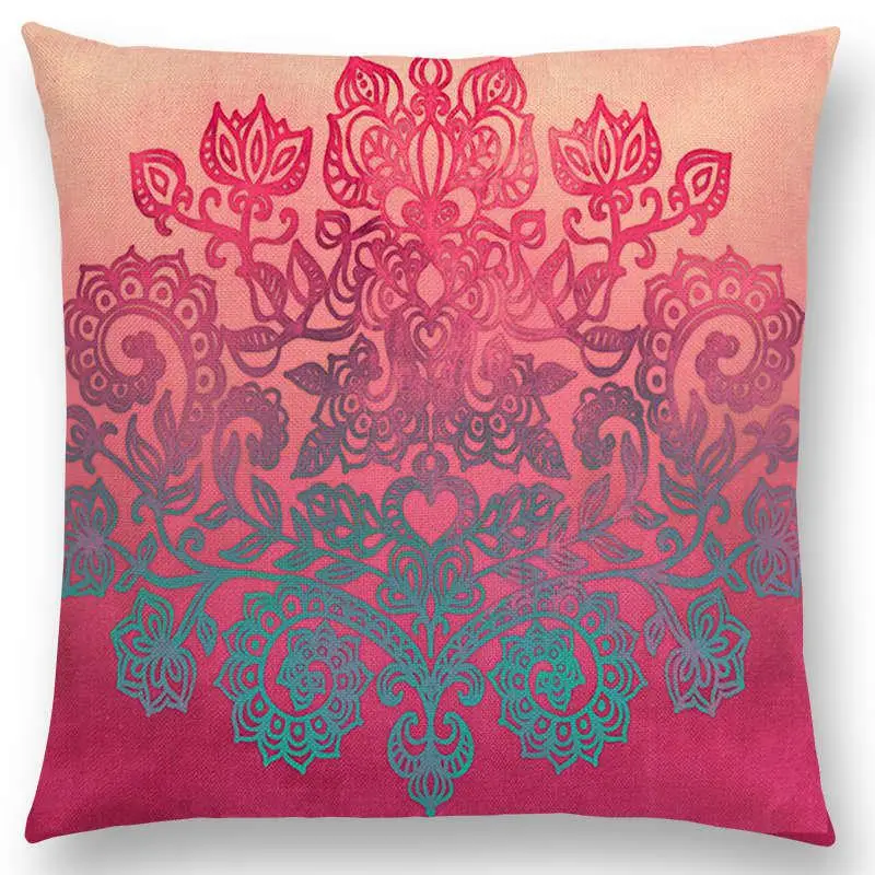 Boho Art Красочные цветы великолепные цветочные каракули растительной геометрии Мандала декоративная картина Автомобильная Подушка Чехол - Цвет: a007020