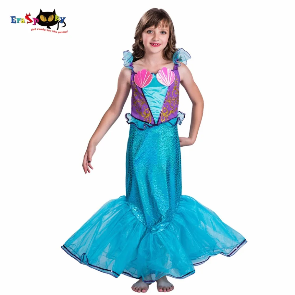 

Girl Blue Siren Mermaid Tail Costume Dress Party Outfits Clothes Skirt Fancy Dress Swimwear for Kids Children Halloween Costumes