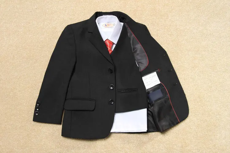 Однотонная одежда для детей цвет черный деловая мальчиков костюм смокинг