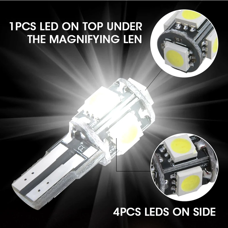 10 шт. автомобисветильник светодиодные лампы hlxg T10 5050 SMD W5w 194 168 DC 12 В|Сигнальная