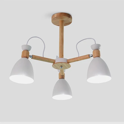 White 3 lights Скандинавские современные минималистичные люстры из цельного дерева E27 220V кухня гостиная спальня квартира спальня ресторан люстра лампа - Цвет корпуса: White 3 lights