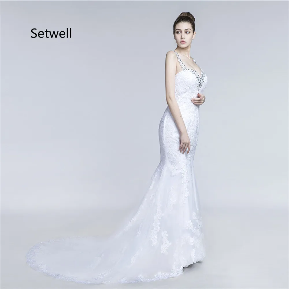 Женское свадебное платье с блестками V образным вырезом и открытой спиной|long wedding