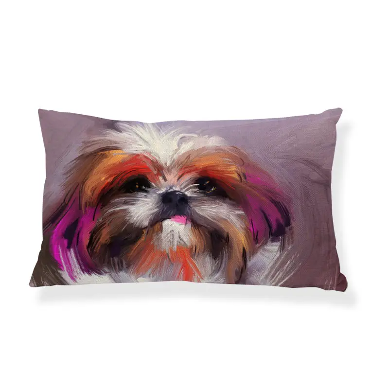 Милые Чехлы для подушек серии Shih Tzu, картина маслом, Детский Милый принт с собакой, наволочка для подушки, домашний декор, наволочка для дивана - Цвет: 16
