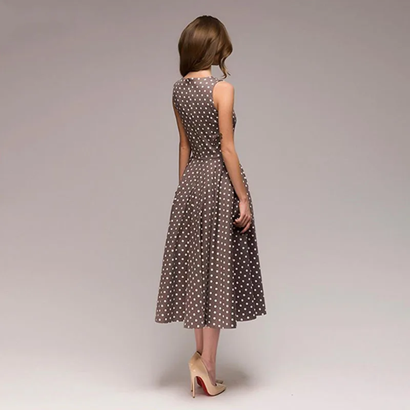 2019 женское винтажное платье Летнее новое без рукавов с круглым вырезом Vestidos