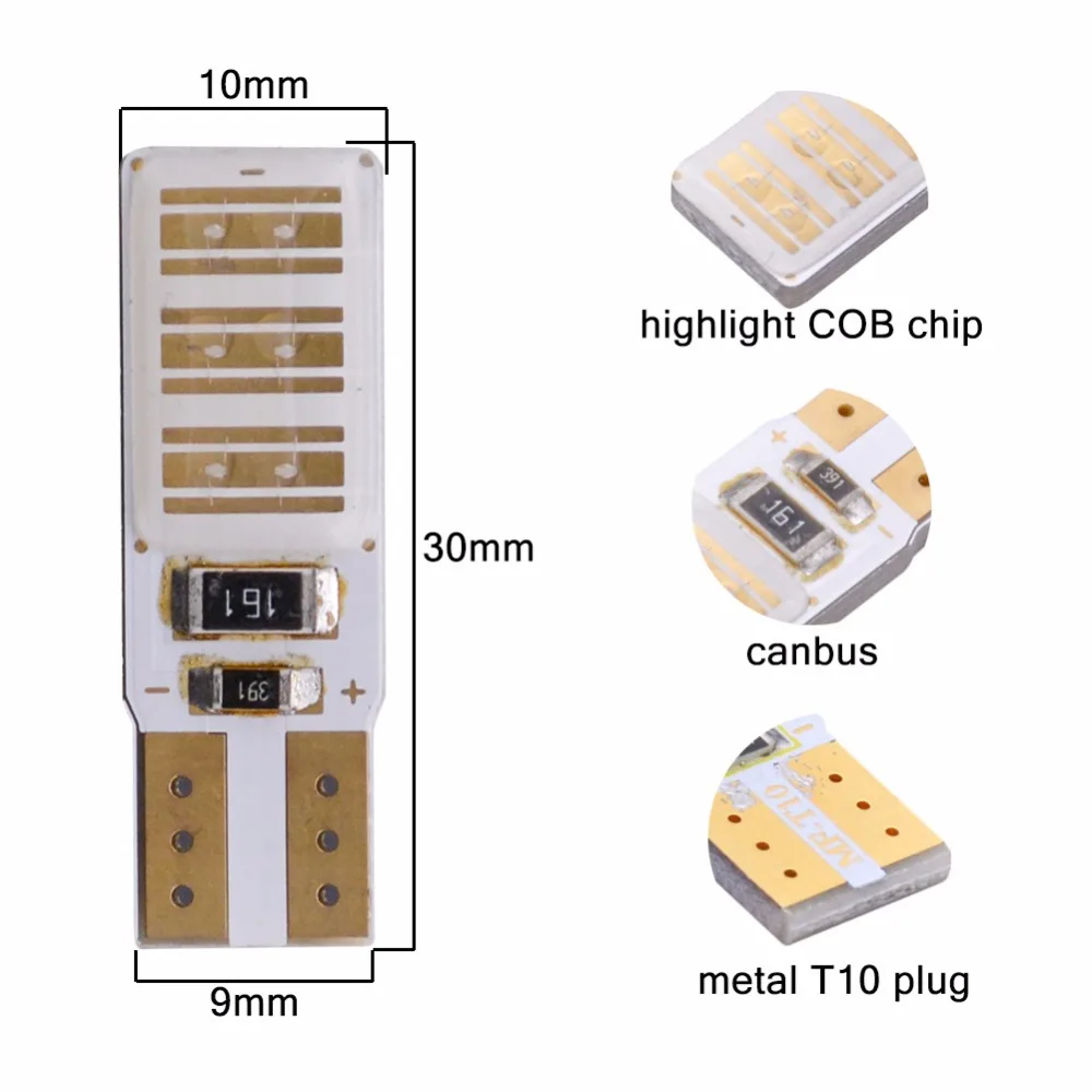 500 шт. T10 W5W 2825 175 168 194 COB чипы яркий Бесконтактный CanBus интерьер автомобиля Купол