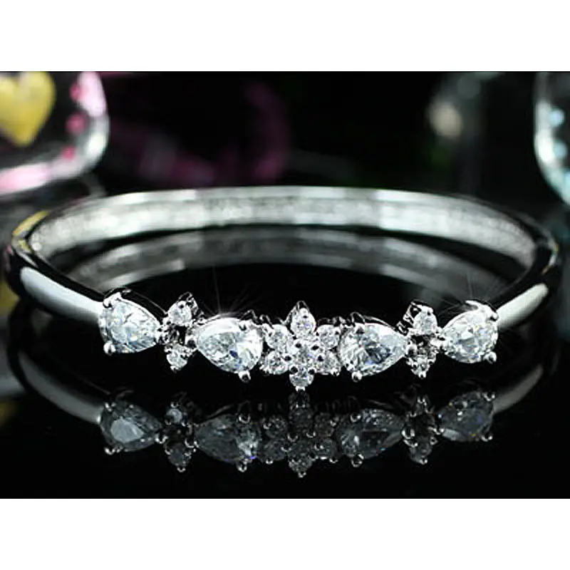 5чистый карат белый многоцветный CZ фианитовый браслет CSB100|bangle bracelet holder stand|bangles