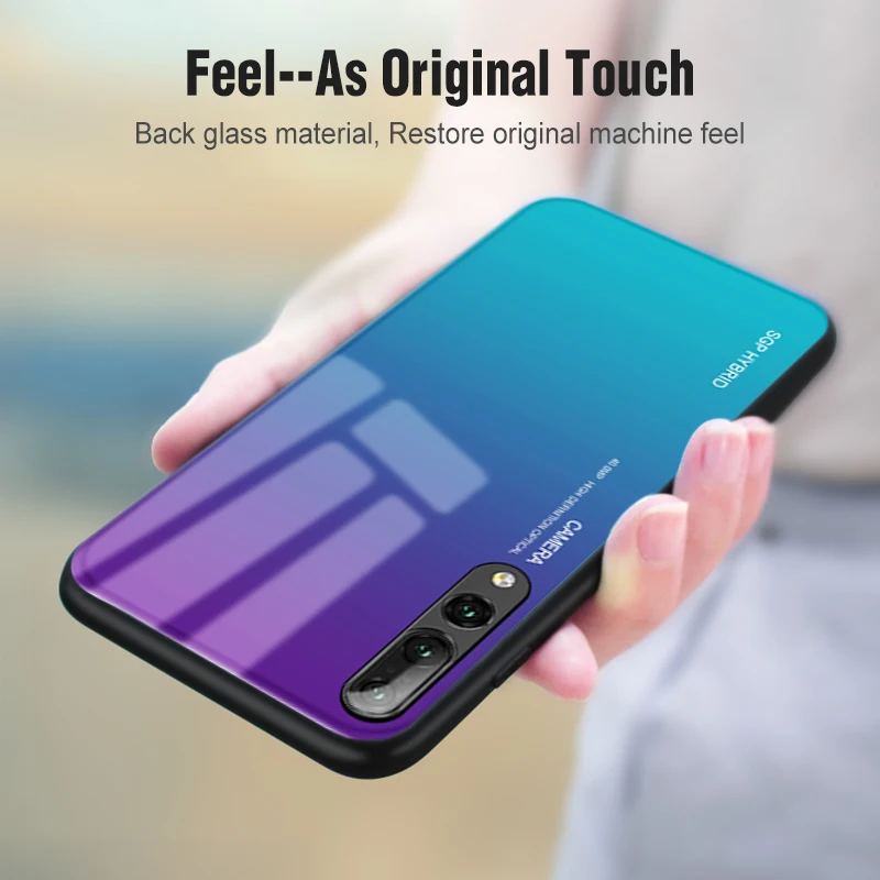 Градиентный чехол из закаленного стекла для Huawei P30 Pro силиконовый телефона задняя