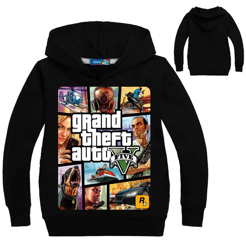 Boys Outwear gta 5 Hoodies Street Fight Long with Costumes Clothes T shirts Children's Sweatshirts For Boy Kids Tops | Детская