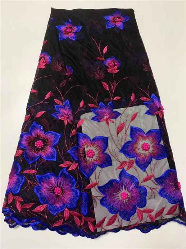 Французский 3D тюль расшитый бусинами кружевная ткань в африканском стиле