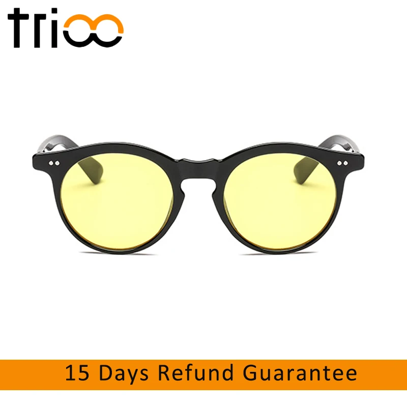 

TRIOO Yellow Vintage Style Unisex Sunglasses Women Men Small Round Sun Glasses Clear Color Oculos de sol feminino UV400