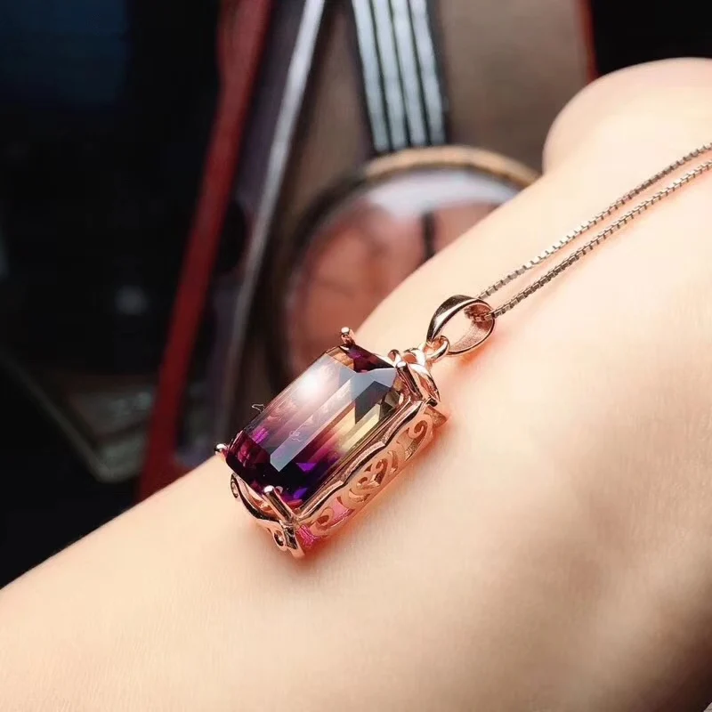 PROCOGEM Ametrine Jewelry sets for Women Girls Party Big gemstone Fine Pendants Necklaces Rings 925 Sterling silver #185 | Украшения и