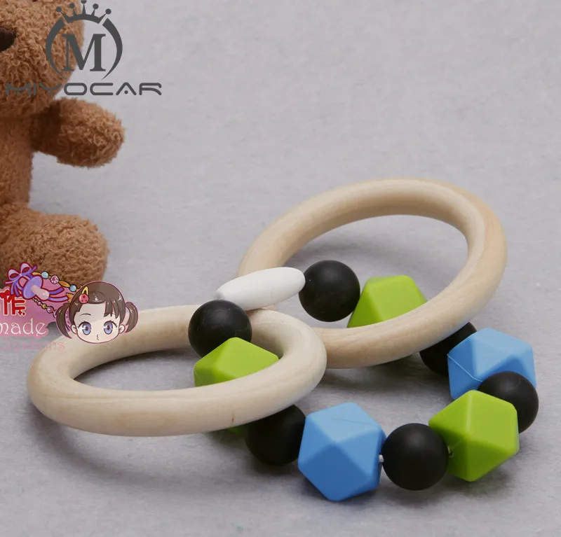 MIYOCAR двойное деревянное кольцо для прорезывания зубов детская игрушка пищевые