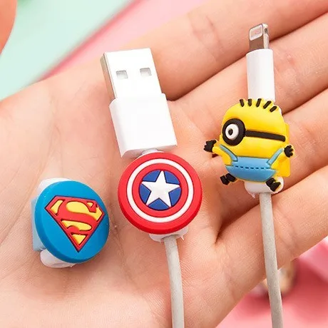 200 шт./лот USB кабель с мультяшным рисунком защита для наушников мобильного