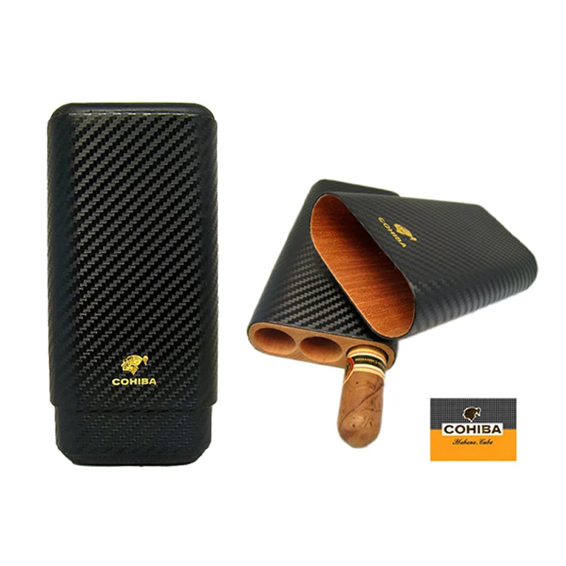 Дорожный Чехол для сигар COHIBA кожаный держатель из углеродного волокна и