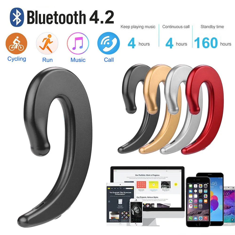Наушники с костной проводимостью, Беспроводная Bluetooth спортивная Гарнитура, стереонаушники, универсальные, для вождения, музыки, свободные руки, для деловых разговоров