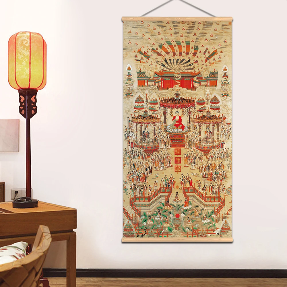 Elysium настенное искусство Avalokitesvara Bodhisattva Thangka Буддизм с прокрутки живопись