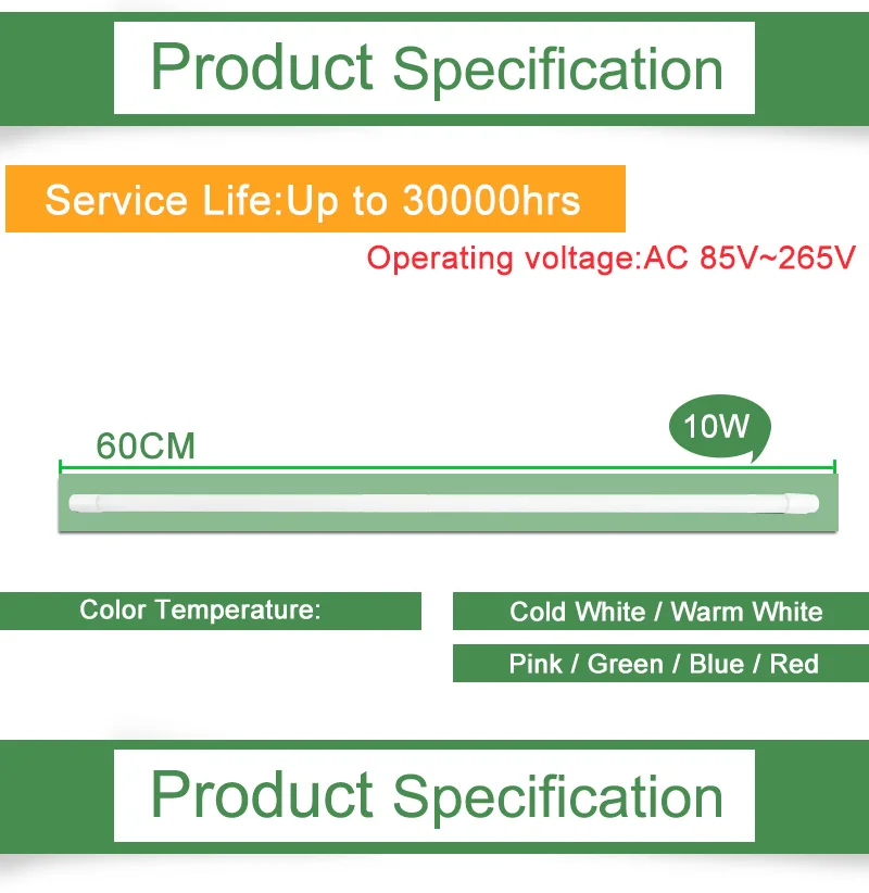 Kaguyahime RGB 360 градусов яркий светодиодный светильник T8 220 в 60 см 600 мм 10 Вт светодиодный T8 Интегрированный драйвер люминесцентная лампа T8 белая