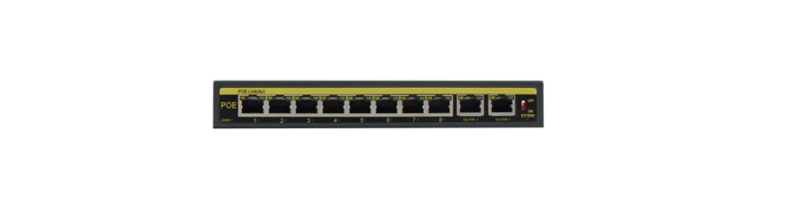 Ip-камера 8 портов 10/100 Мбит/с POE коммутатор POE8808P 100 м расстояние DC48V или DC 52 в 2.3A Выходная Мощность IEEE 802.3af