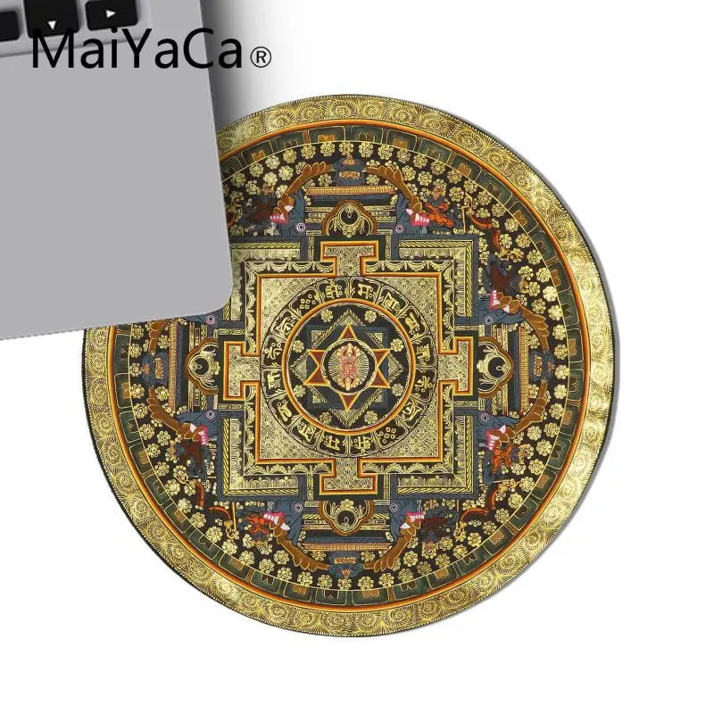 20X20 CM MaiYaCa индийская Мандала с символом Ом в центре офисных мышей геймерский круглый коврик для мыши Комфортный коврик для мыши игровой коврик для мыши - Цвет: 20X20 CM