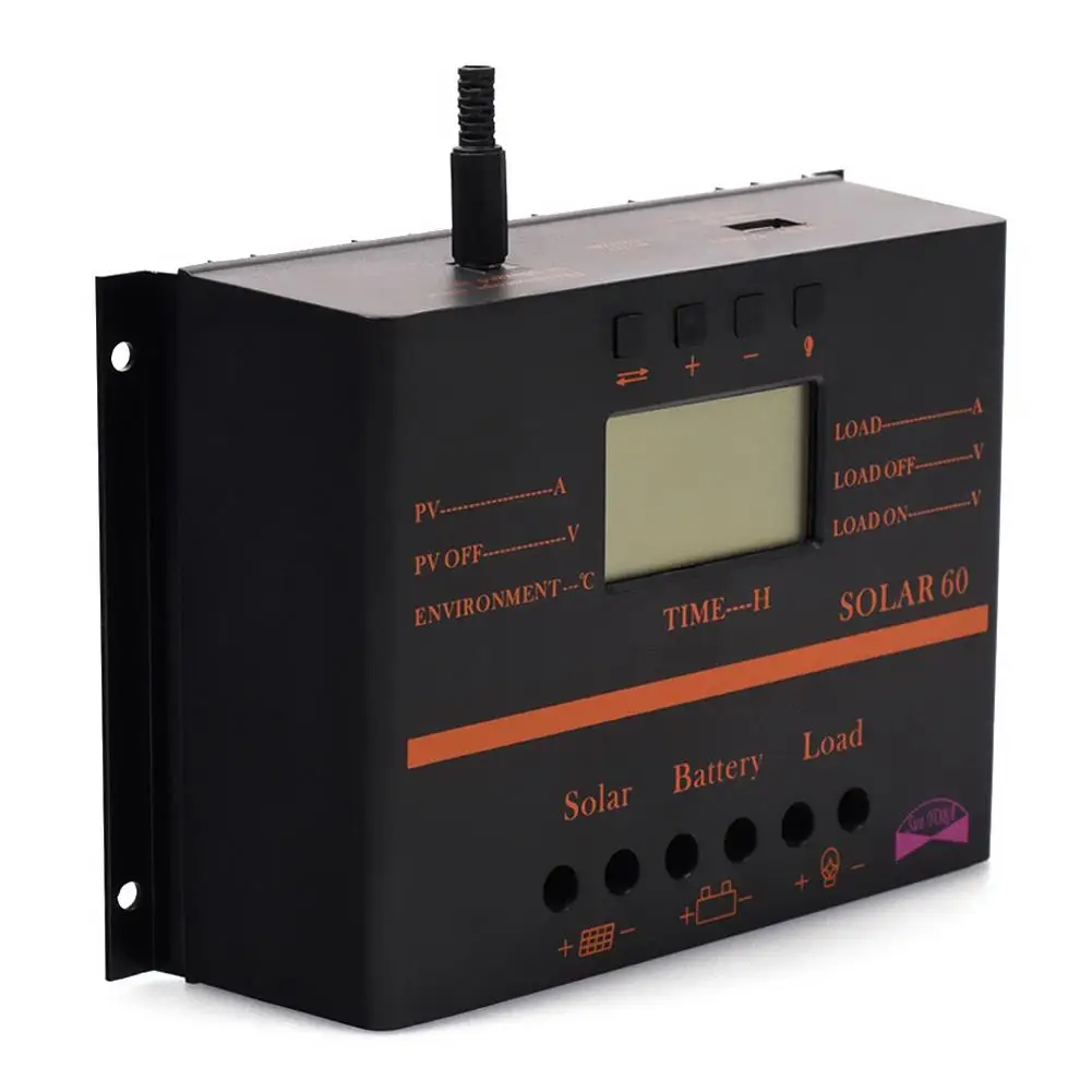 PWM 60A контроллер солнечного заряда 12 В 24 в ЖК дисплей USB 5 солнечная панель
